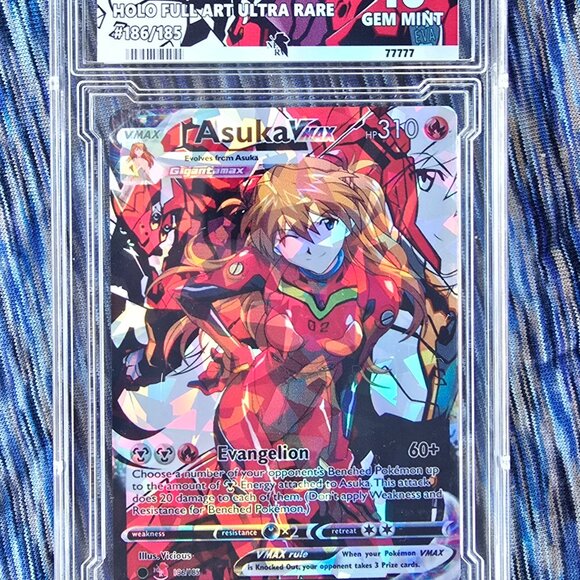 Asuka Langley Pokemon Card w/ Custom Slab - Picture 6 of 9